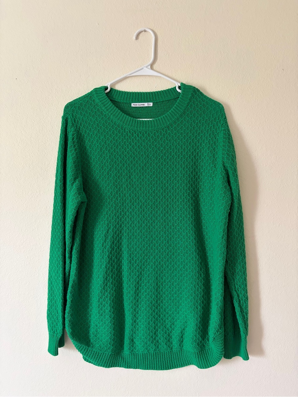 Pink Clover Green Textured Crewneck Sweater XL